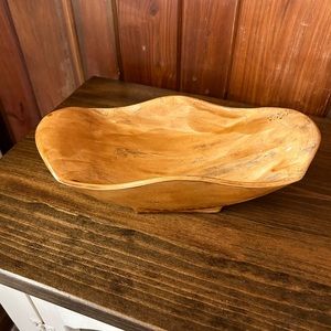 Vintage oblong pottery blonde or tan, centerpiece bowl, thanks